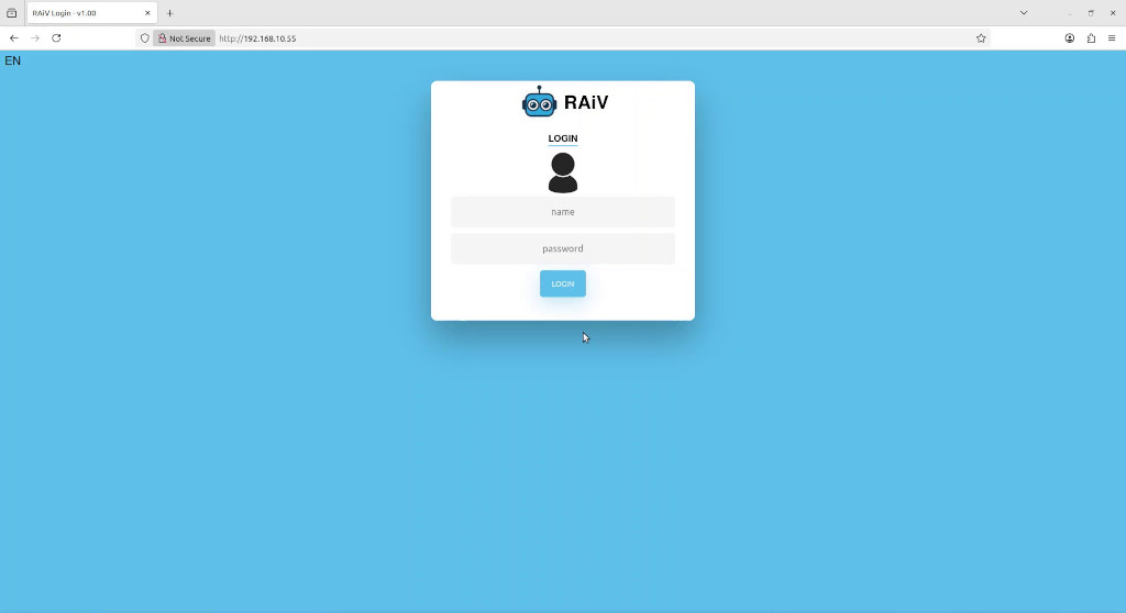 RAiV Web Interface Login Page
