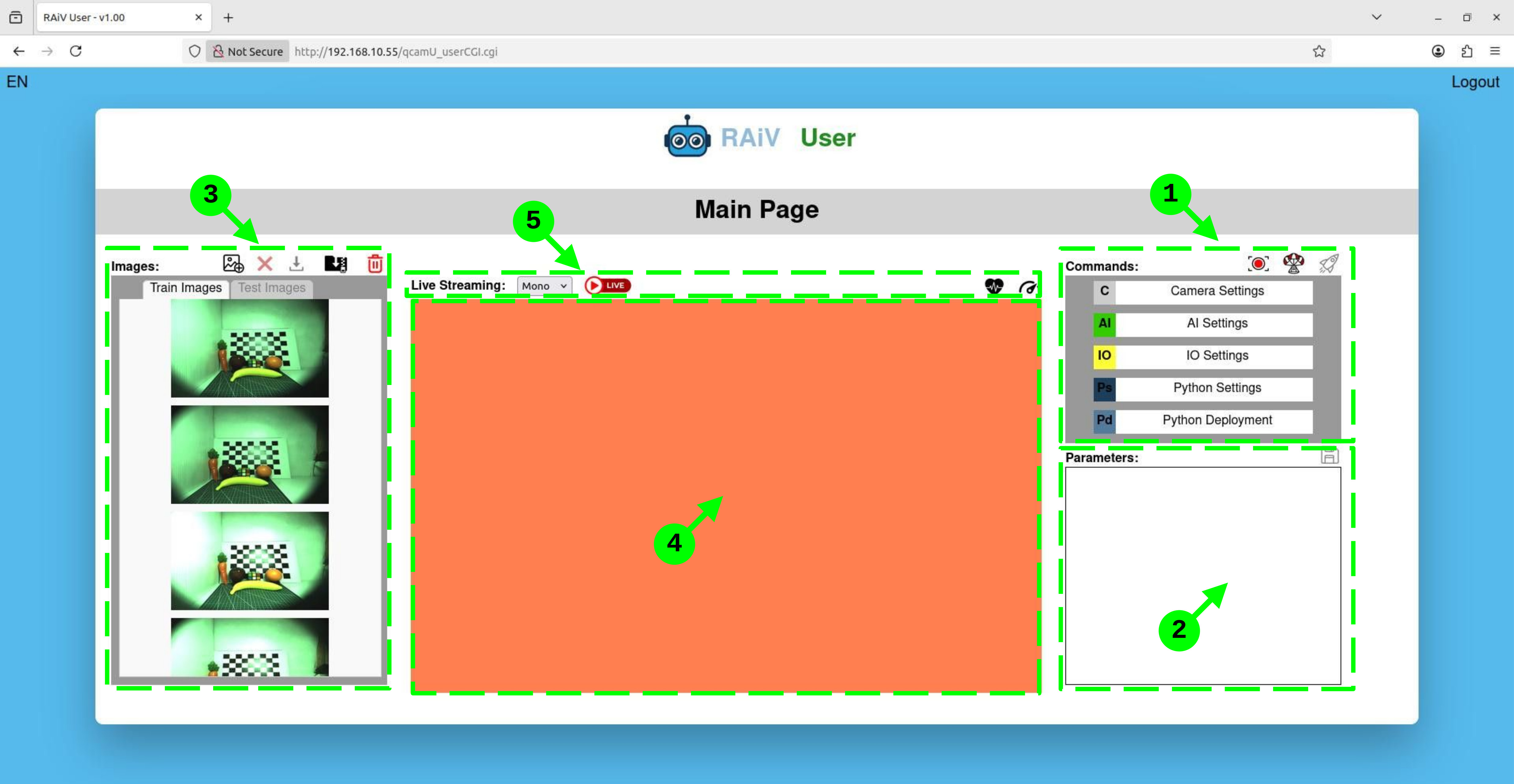 Robotic Ai Vision Web IDE - User Account Screenshot